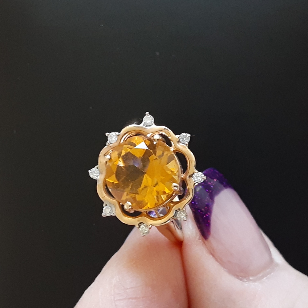 Macys Citrine and white sapphire ring